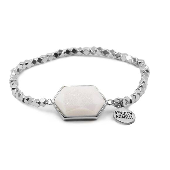 RETAIL $50 Kinsley Armelle Andrea Collection White Quartz Bracelet*Silver - Picture 1 of 2